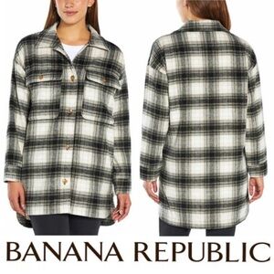 Banana Republic Ladies' Black Plaid Shirt Jacket